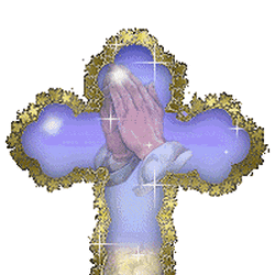 Praying Hands Sparkling Cross Animation GIF