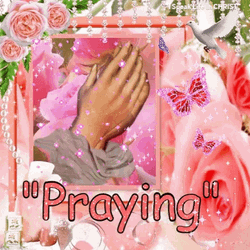 Praying Hands Sparkling Pink Roses Animation