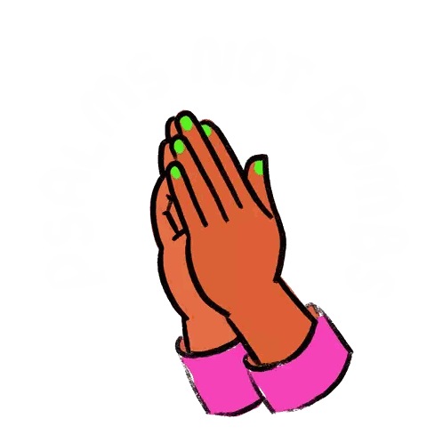 Praying Hands With Green Nails Sticker