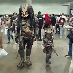 Predator Cosplayer Walking GIF