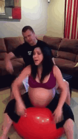 Pregnant Woman In Bouncing Ball GIF