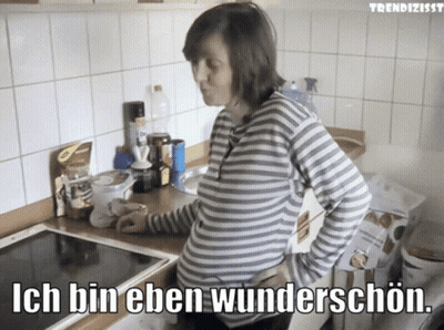 Pregnant Woman In Kitchen Ich Bin Eben Wunderschon GIF