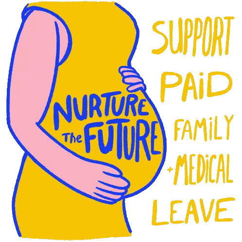 Pregnant Woman With Nurture Paid Family Leave Sticker