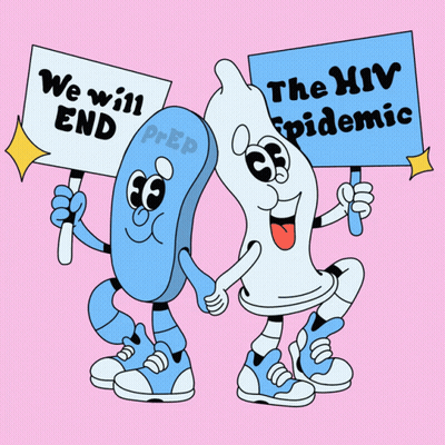 Prep And Condom With We Will End The HIV Epidemic Signs GIF