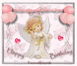 Pretty Angel Full Of Hearts Happy Heavenly Birthday GIF