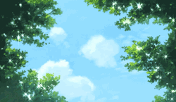 Pretty Anime Blue Sky Beyond Tree Lines GIF