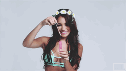 Pretty Hot Girl Blowing Bubbles GIF