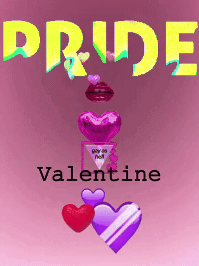 Pride Valentine Poster With Hearts And Lips GIF