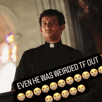Priest Holds Sign Saying Even He Was Weirded TF Out GIF
