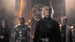 Prince Aegon Raising Sword Rallying Crowd GIF