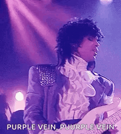 Prince Is Playing A Guitar On Stage And Singing Purple Vein Purple Vein . GIF