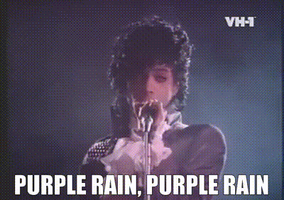 Prince Is Singing Into A Microphone With The Words Purple Rain Purple Rain Below Him . GIF