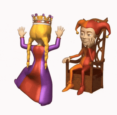 Princess And Jester Sitting On A Chair GIF