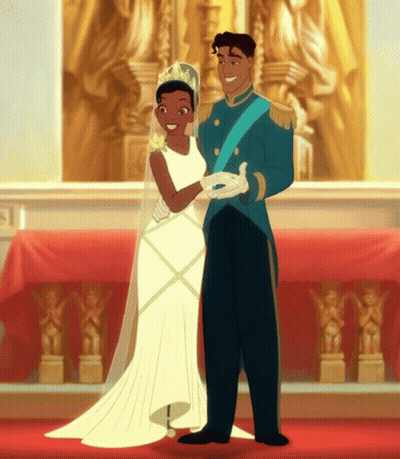 Princess And The Frog Bride And Groom On Red Carpet GIF