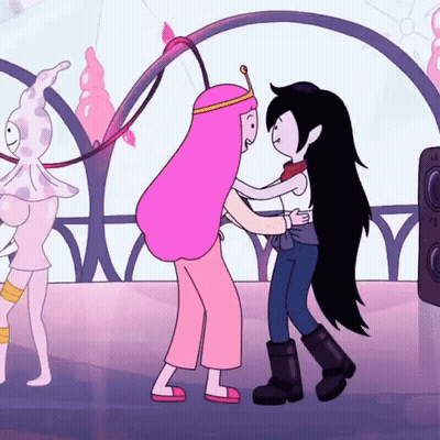 Princess Bubblegum And Marceline From Adventure Time Are Hugging Each Other . GIF