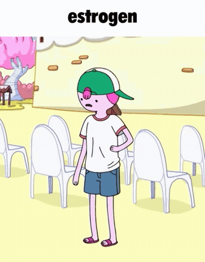 Princess Bubblegum From Adventure Time Stands In Front Of A Row Of White Chairs GIF