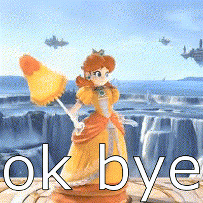 Princess Daisy Holding Umbrella At Waterfall GIF