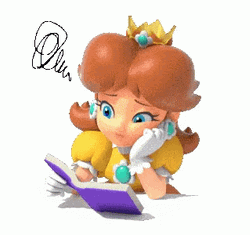 Princess Daisy Reading A Book GIF