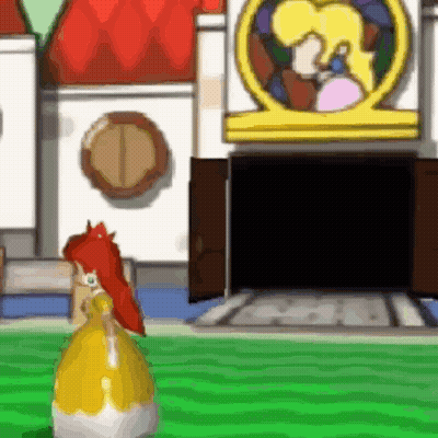 Princess Daisy Standing In Front Of Building GIF