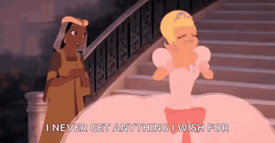 Princess In Pink Dress Next To Woman In Yellow Dress GIF