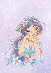Princess Jasmine Aladdin Beautiful Pose Flowers Sparkle  GIF