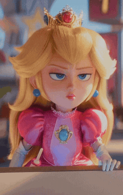 Princess Peach Doll In Pink Dress And Tiara GIF