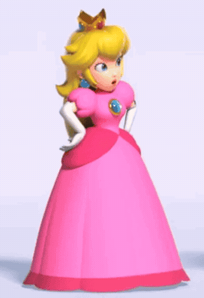 Princess Peach In Pink Dress With Crown GIF