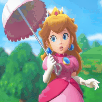 Princess Peach Is Holding An Umbrella In A Cartoon GIF