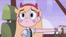 Princess Star Butterfly Driving Car Smiling
