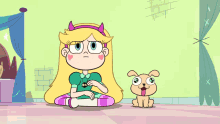 Princess Star Butterfly Watching With Dog Willoughby