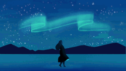 Princess Watching Northern Lights GIF