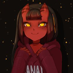 Profile Pic Big Grin Devil Girl Illustration Art GIF