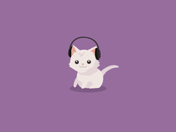 Profile Pic Cute White Cat Listening To Music GIF