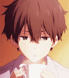 Profile Pic Hotaro Oreki Blowing Coffee GIF