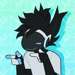 Protogen On White Shirt Fingers Turning GIF