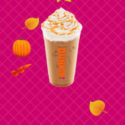Psl Dunkin Donut With Falling Autumn Leaves GIF