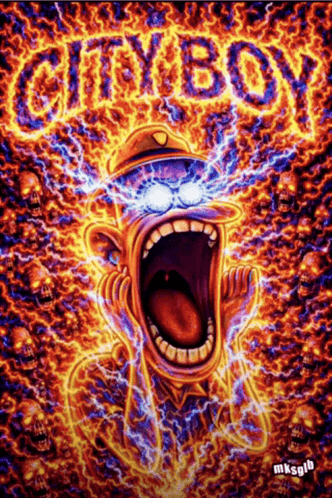 Psychedelic Cartoon Screaming Cityboy GIF