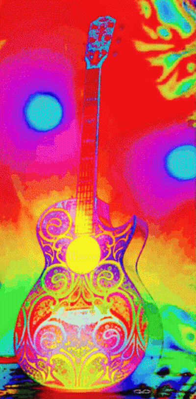 Psychedelic Guitar Painting With Number 11 GIF