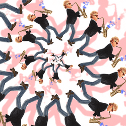 Psychedelic Jazz Playing Saxophone Cartoon GIF