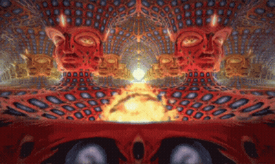 Psychedelic Man Face With Glowing Light GIF