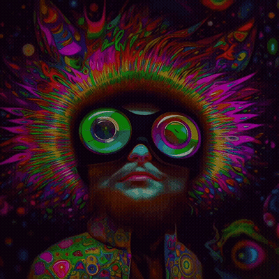Psychedelic Painting Man With Mask GIF