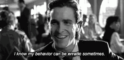 Psycho Christian Bale Erratic Behavior GIF