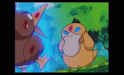 Psyduck Fighting Against Farfetch'd GIF