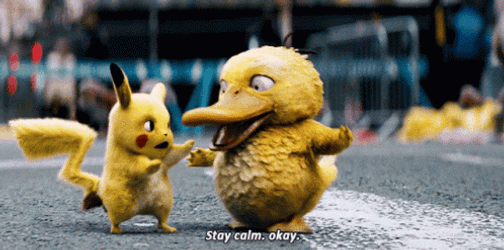 Psyduck Walking Closer To Detective Pikachu GIF