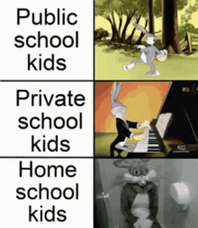 Public School Kids Private School Kids Home School Kids Bugs Bunny On Piano GIF