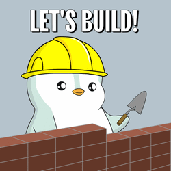 Pudgy Penguin Building Fence GIF