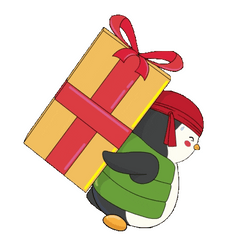 Pudgy Penguin Carrying Giant Present GIF