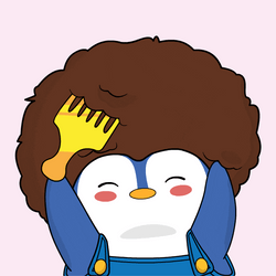 Pudgy Penguin Combing Afro Hair GIF