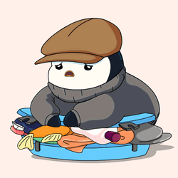 Pudgy Penguin Packing Bags GIF