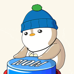 Pudgy Penguin Push Now Button GIF